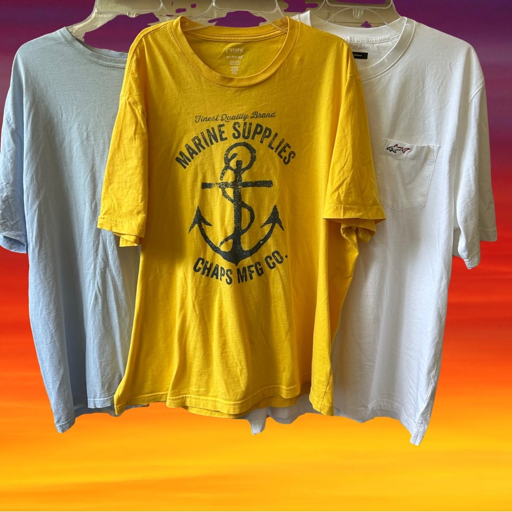 Chaps Yellow Short Sleeve Tee with Nautical Design
